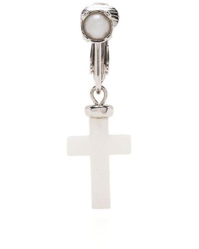 DSquared² Kristallverzierter Ohrring mit Kreuzanhänger - Weiß