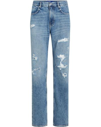 Karl Lagerfeld Distressed-effect Organic Cotton Jeans - Blue