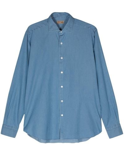 Barba Napoli Poplin Cotton Shirt - Blue