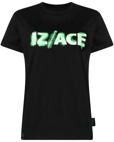 Izzue Camiseta con logo estampado y manga corta - Negro