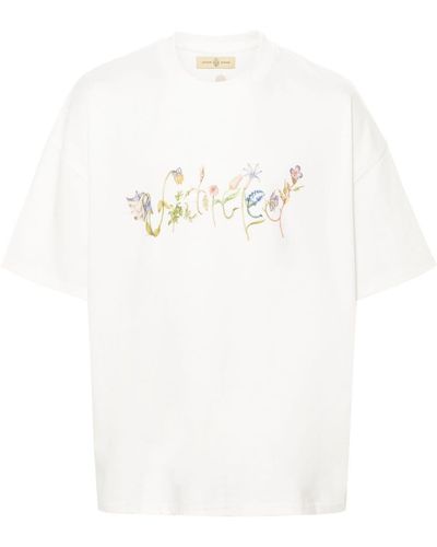 UNTITLED ARTWORKS Tee Flower Lettering Cotton T-shirt - White