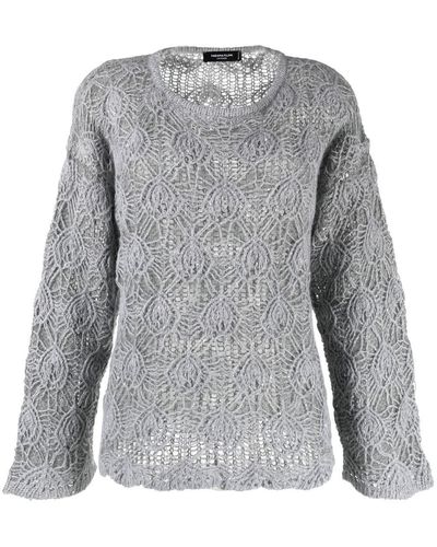 Fabiana Filippi Embroidered Scallop-edge Sweater - Gray