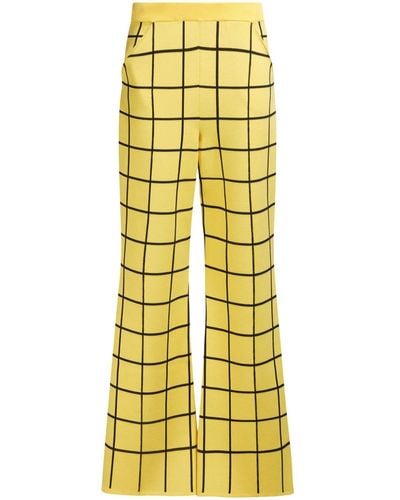 Marni Checked Flared Trousers - Yellow