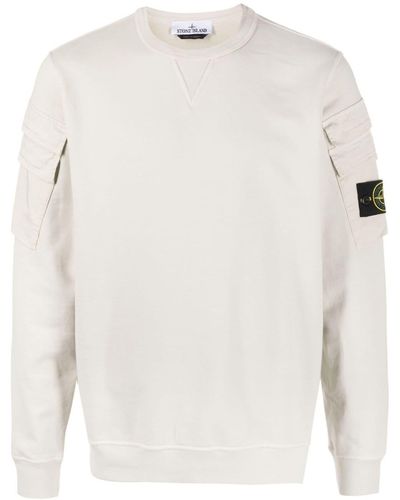 Stone Island Compass-patch Crew-neck Sweatshirt - White