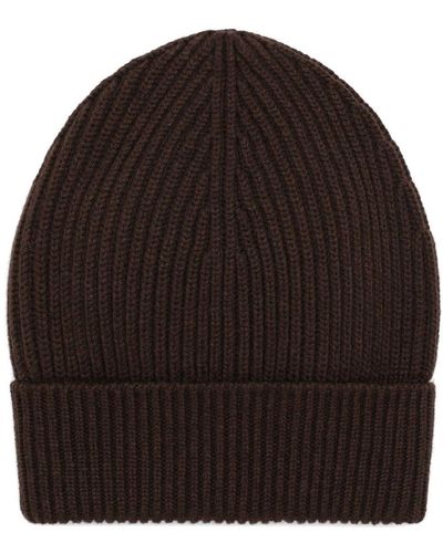 Dolce & Gabbana Ribbed-knit Turn-up Beanie - Brown