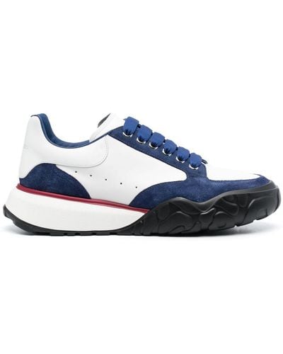 Alexander McQueen Court Paneled Leather Sneakers - Blue