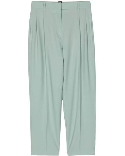 PS by Paul Smith Wool Tapered Cropped Trousers - Blue