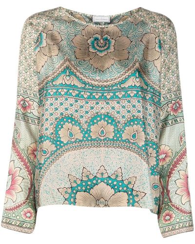 Pierre Louis Mascia Mix-print Silk Blouse - Green