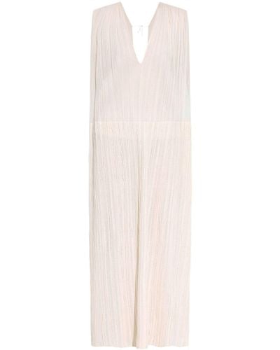 Jil Sander V-neck Silk Shift Dress - White