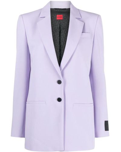 HUGO Peak-lapels Single-breasted Blazer - Purple