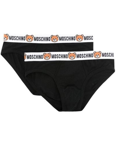 Moschino Logo-print Strap Cotton-blend Boxers - Black