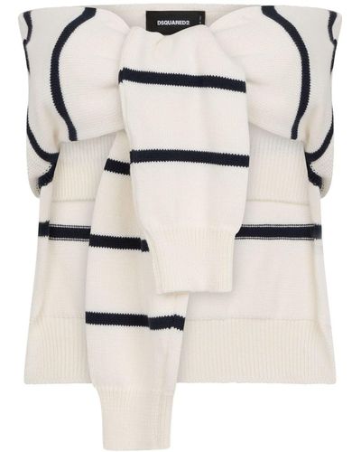 DSquared² Strapless Cotton Knit Top - Natural