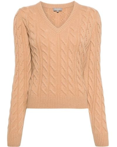 N.Peal Cashmere Frankie Cable-knit Jumper - Natural