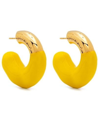 Sunnei Logo-engraved Small-hoop Design Earrings - Yellow