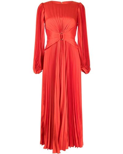 Acler Norseman Pleated Satin Midi Dress - Red