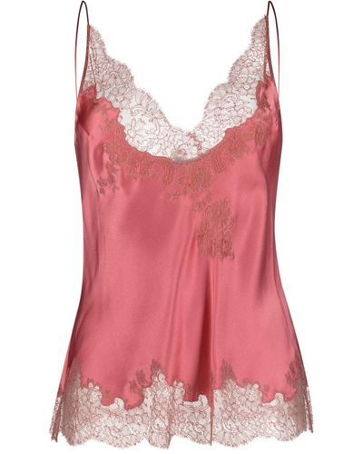 Carine Gilson Lace-trimmed Silk Cami Top - Pink