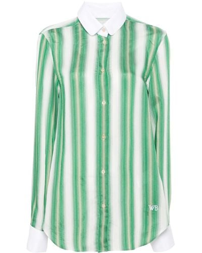 Wales Bonner Gestreept Popeline Overhemd - Groen