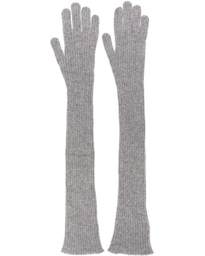Fabiana Filippi Elbow-length Ribbed Cashmere Gloves - Gray