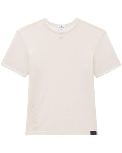 Courreges T-Shirt aus Mesh mit Logo-Stickerei - Weiß