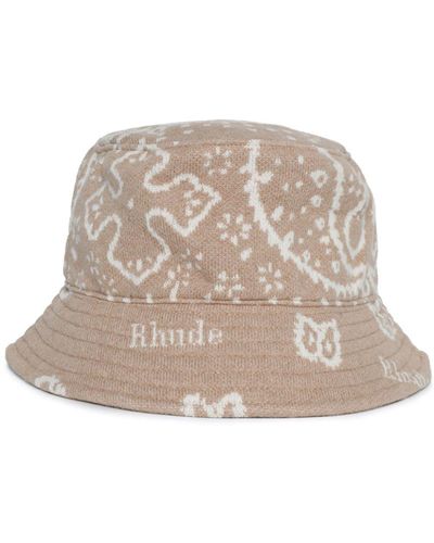 Rhude Intarsia-knit Bucket Hat - Natural