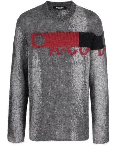A_COLD_WALL* Sprayed-effect Logo-jacquard Sweater - Grey