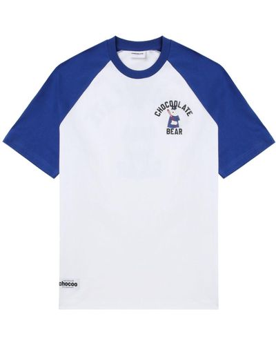 Chocoolate Katoenen T-shirt Met Teddybeerprint - Blauw