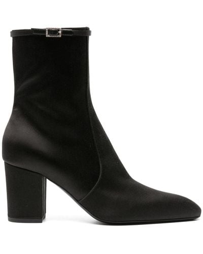 Saint Laurent Betty 70mm Silk Ankle Boots - Black