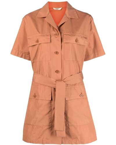 Barena Cotton Mini Shirt Dress - Orange