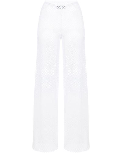 FEDERICA TOSI Pantalon en maille pointelle à taille haute - Blanc