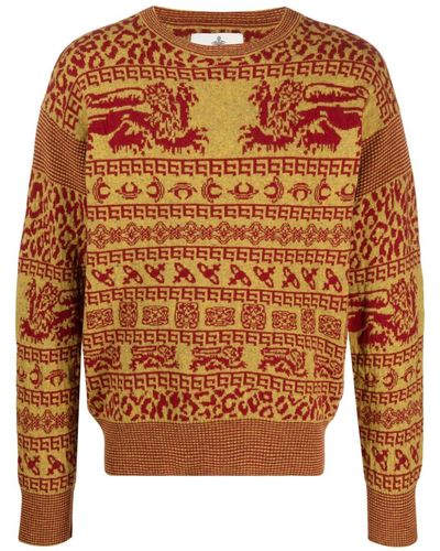 Vivienne Westwood Intarsia-knit Crew-neck Sweater - Brown