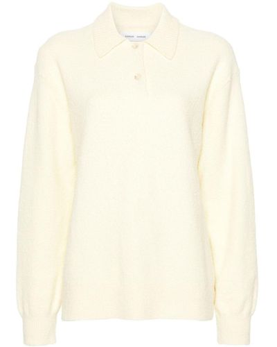 Samsøe & Samsøe Polo-collar Bouclé Sweater - Natural
