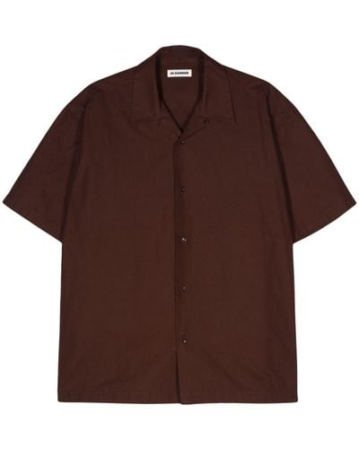 Jil Sander Organic-cotton Bowling Shirt - Brown