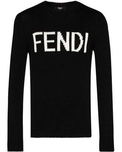 Fendi Logo Intarsia Sweater - Black