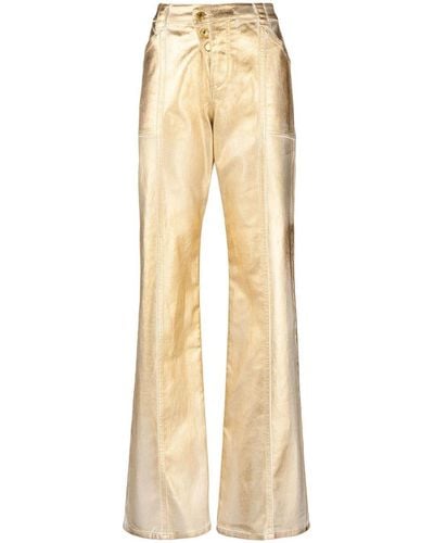 Tom Ford Metallic Straight-leg Pants - Natural