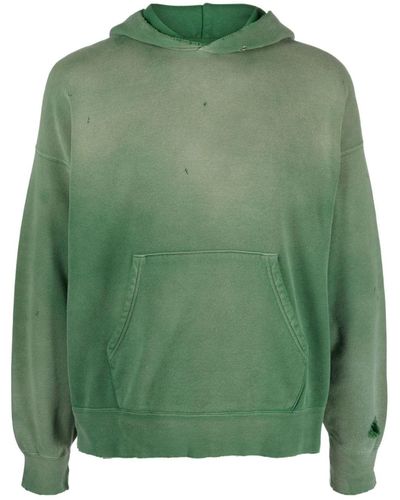 Visvim Jumbo Distressed-effect Garment-dyed Hoodie - Green