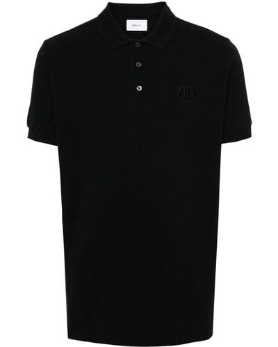Bally Logo-embroidered Piqué Polo Shirt - Black