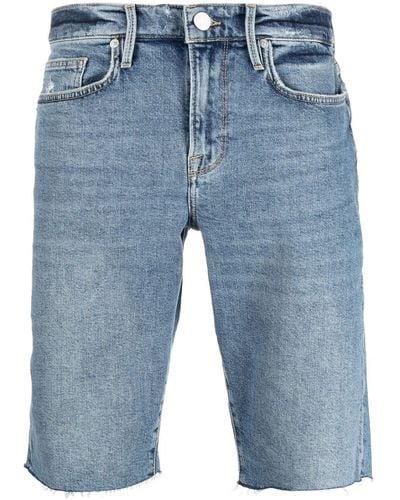 FRAME Jeans-Shorts im Distressed-Look - Blau