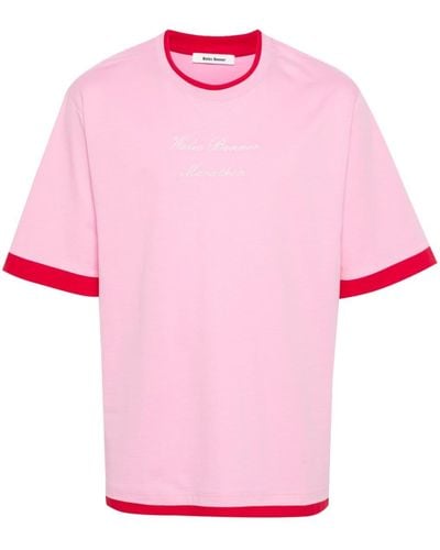 Wales Bonner Marathon T-shirt Van Biologisch Katoen - Roze