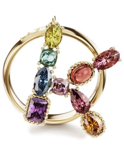 Dolce & Gabbana Rainbow alphabet K ring in yellow gold with multicolor fine gems - Mettallic