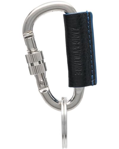 Zadig & Voltaire Carabiner Leather Keyring - Metallic