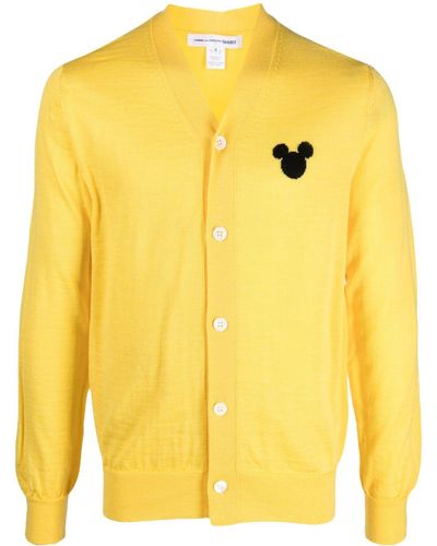 Comme des Garçons Disney Print Wool Blend Cardigan - Yellow