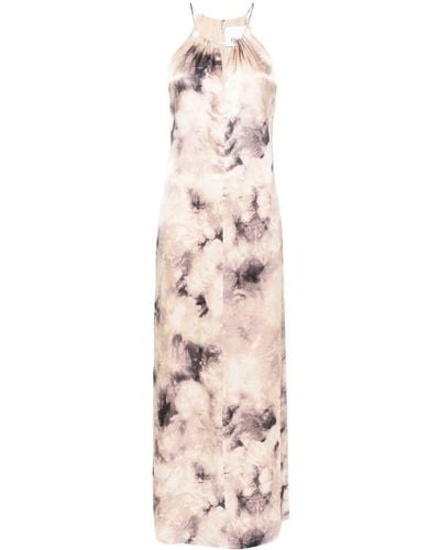 Erika Cavallini Semi Couture Seidenkleid mit abstraktem Print - Pink
