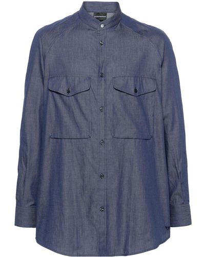 Emporio Armani Hemd mit Stehkragen - Blau