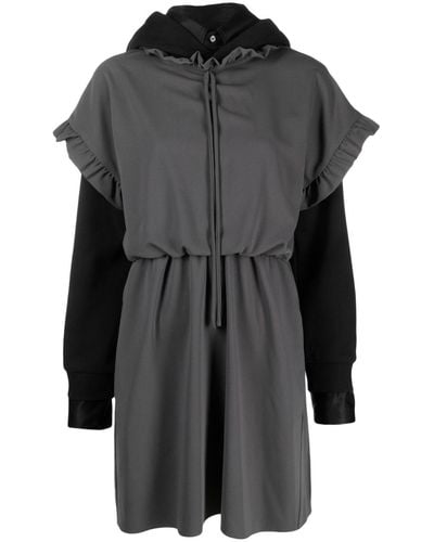 MM6 by Maison Martin Margiela Layered Hooded Minidress - Black