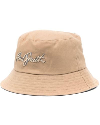 Paul Smith Shadow Logo Cotton Bucket Hat - Natural