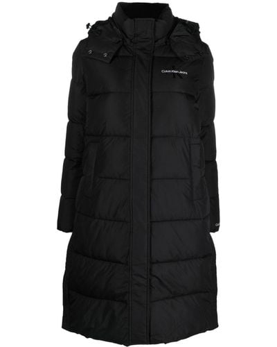 Calvin Klein デタッチャブルフード キルティングコート - ブラック