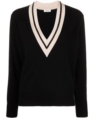 Sandro Bridget V-neck Sweater - Black