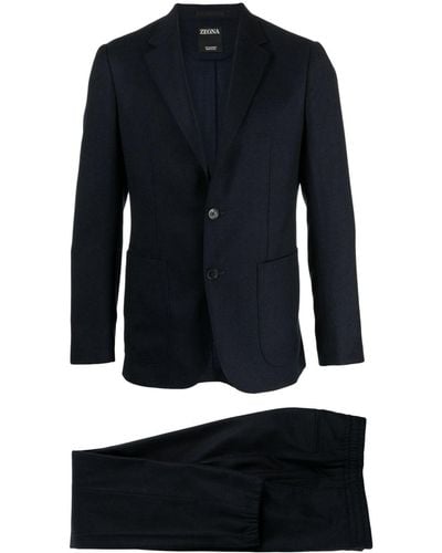 ZEGNA Single-breasted Wool Suit - Blue