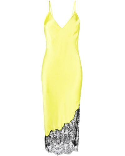 Fleur du Mal Camisole-Kleid mit Spitzenbesatz - Gelb