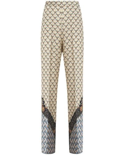 Etro Graphic-print Straight-leg Trousers - Natural